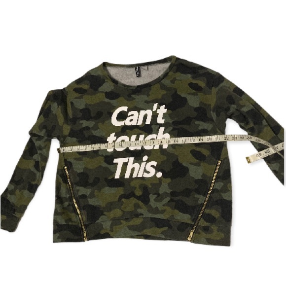 H&M Divided Green Camouflage CANT TOUCH THIS ZIP Pullover size:L - Picture 7 of 8